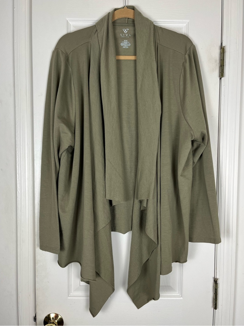 Livi Active Cardigan Lane Bryant Waterfall Open Front Wrap Stretch Plus 26/28